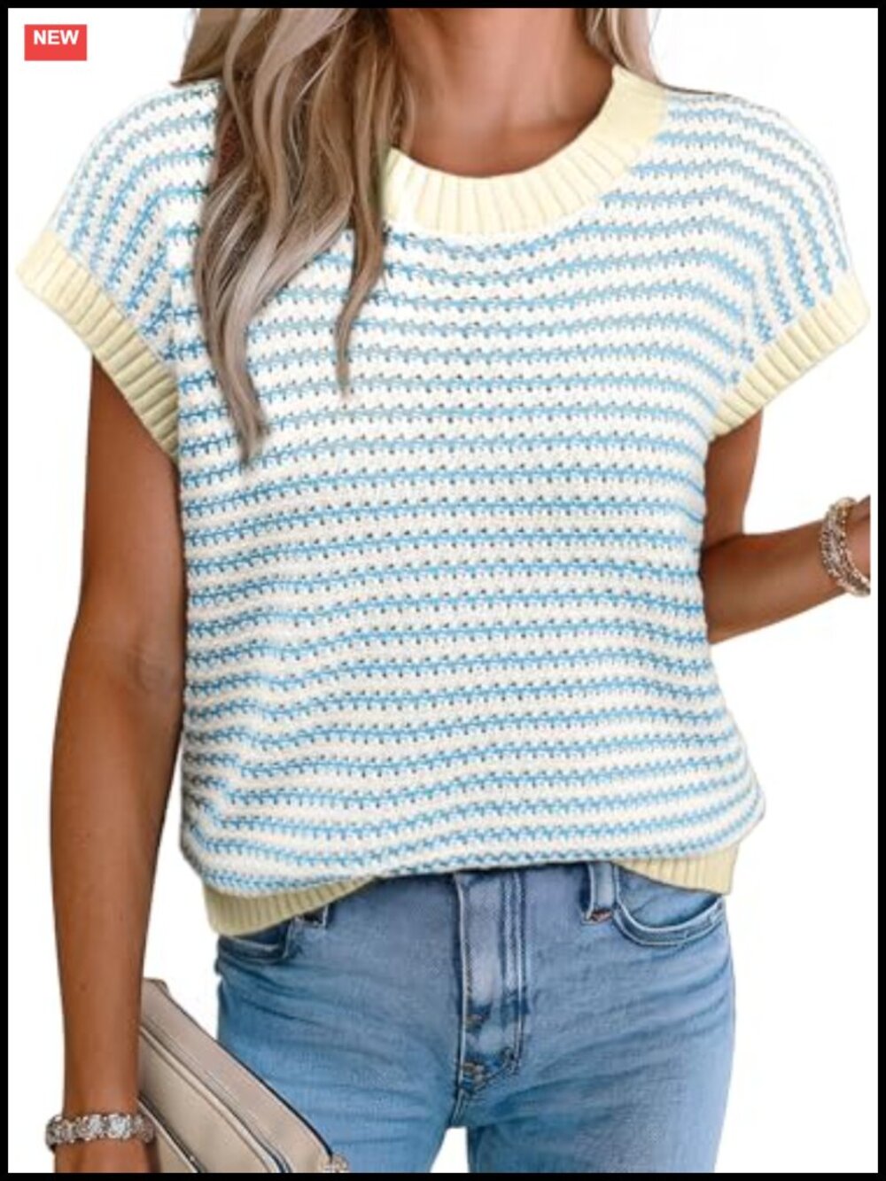 Lightweight Striped Cap Sleeve Sweater Vest